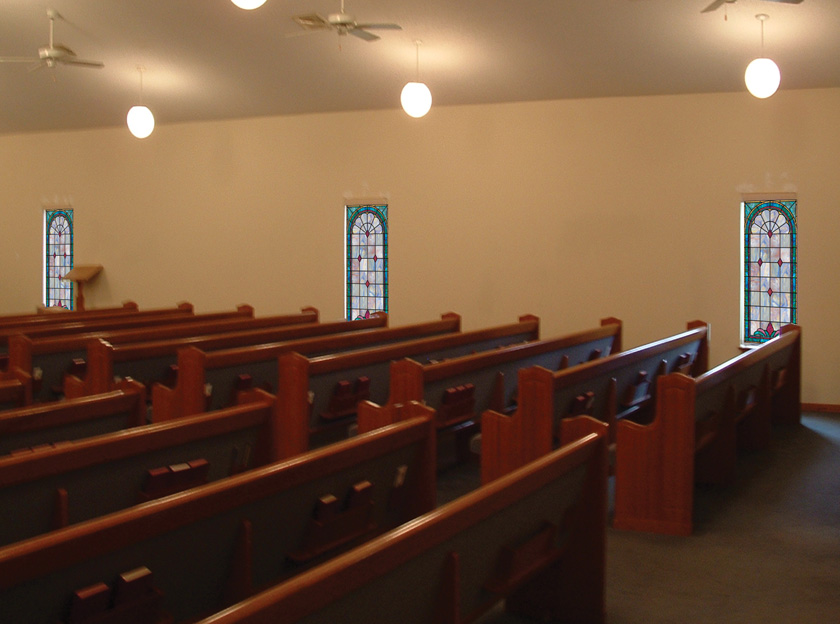 Church with decorative window film
