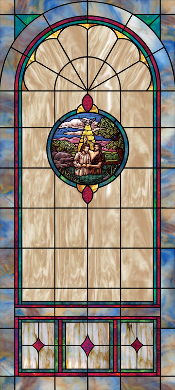 church window film design with medallion