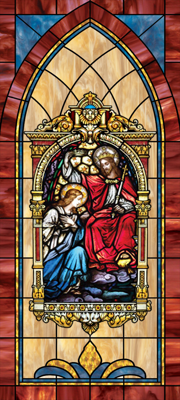 decorative church window film design with medallion