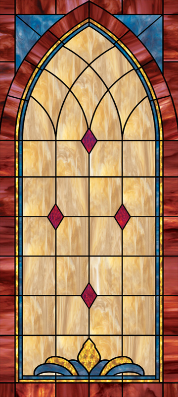 decorative church window film design with diamonds