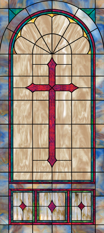 church window film design with cross