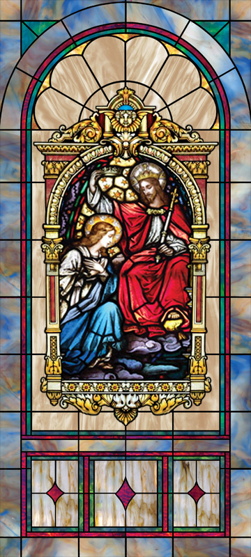 church window film design with medallion